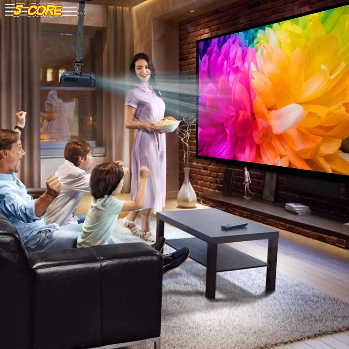 5Core Projector Mount Ceiling Wall Universal Holder Adjustable Low Profile Capacity 40lb